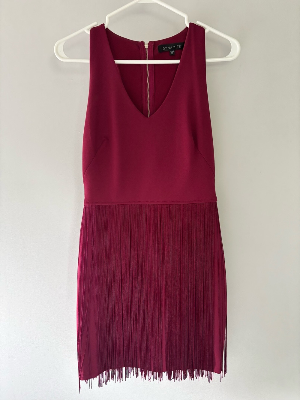 Dynamite Burgundy Fringe Dress